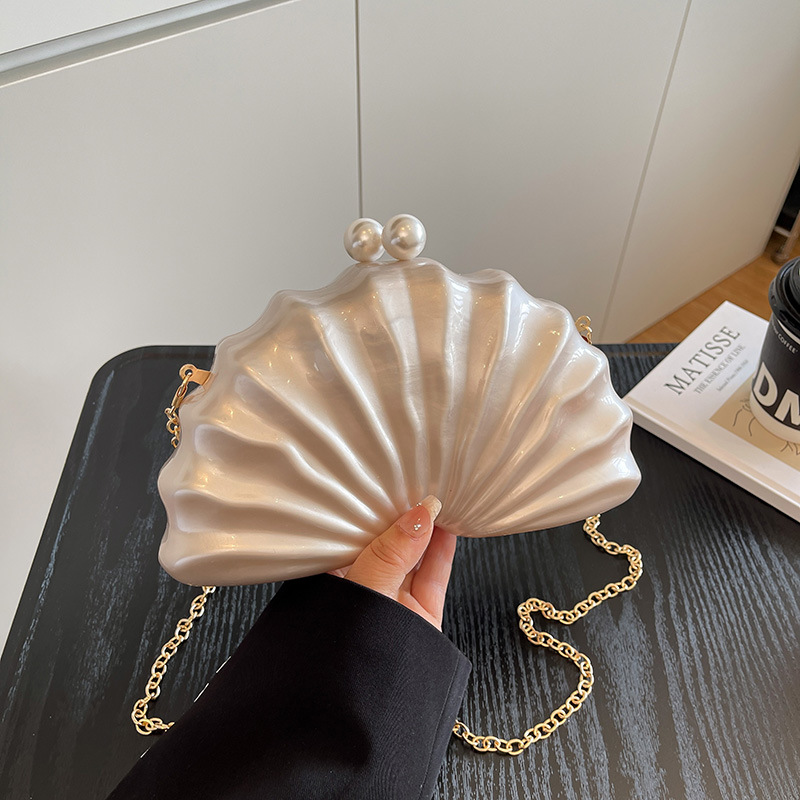 2025 New Arrival Shell-Shaped Acrylic Evening Bag, Fashionable Wedding & Banquet Handbag for Women - Thumbnail 6