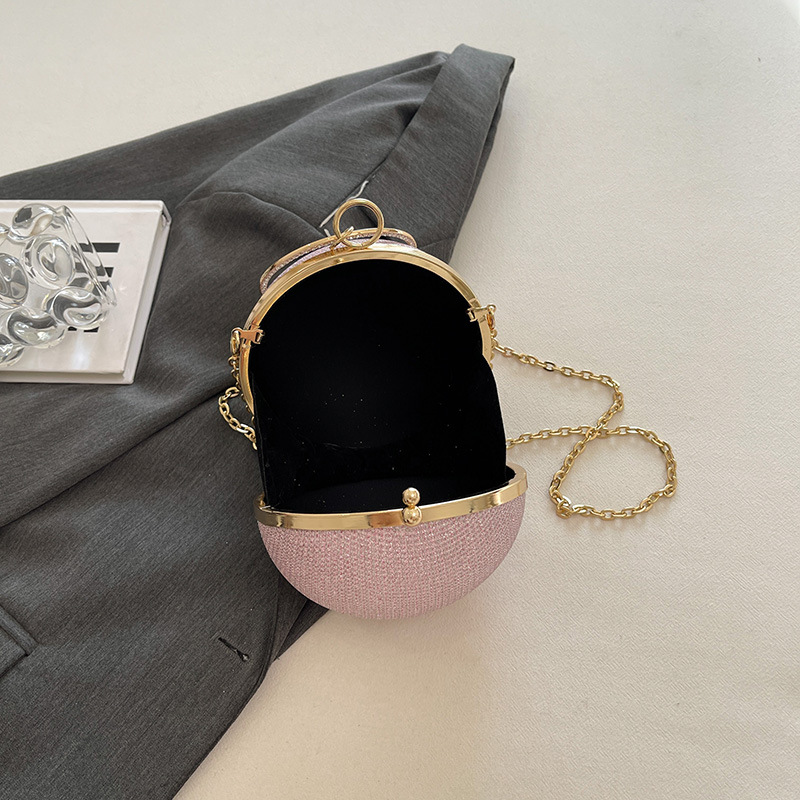 Luxury European Style Chain Handbag Round Sphere Bag for Evening & Parties - Thumbnail 4