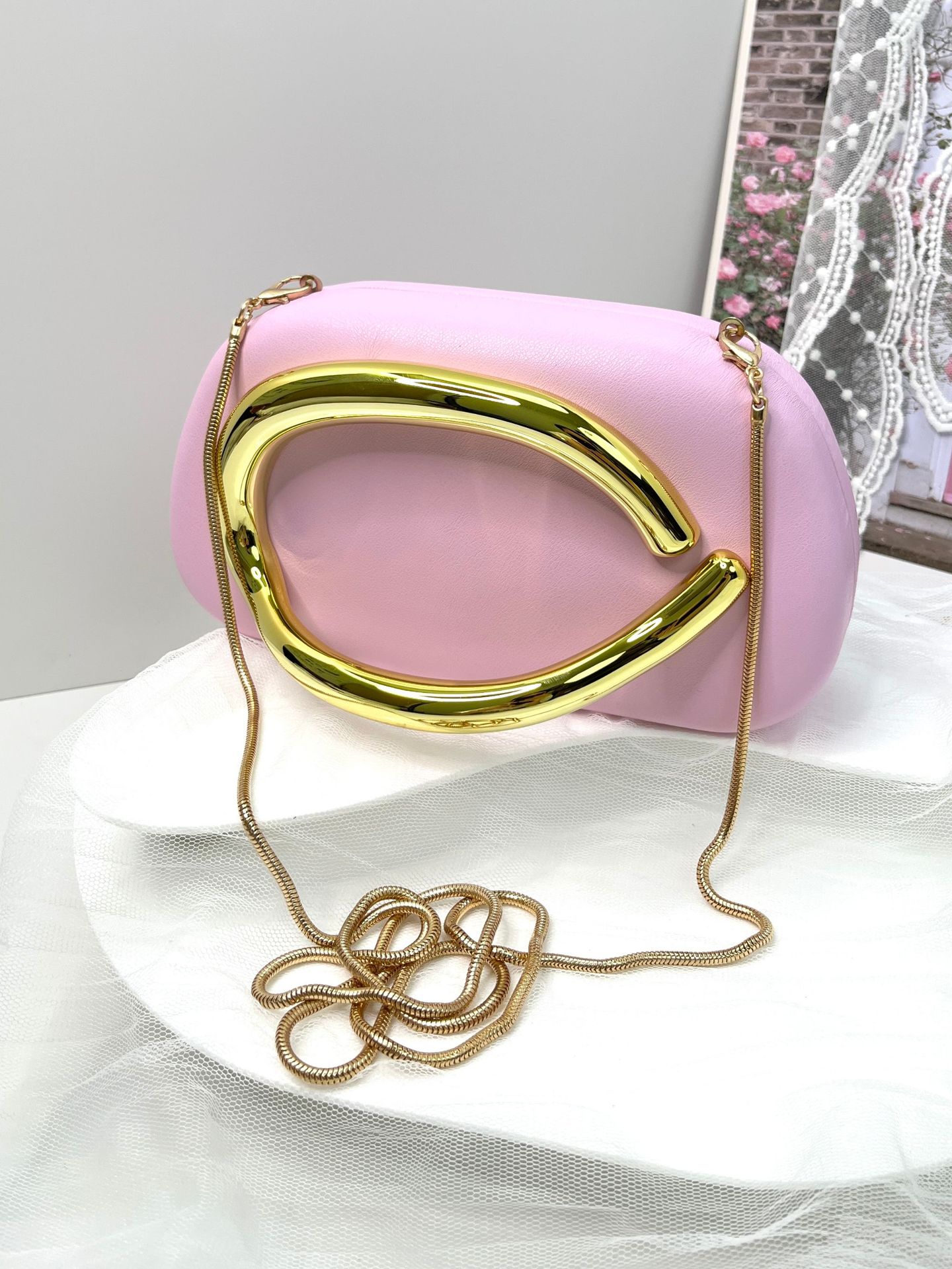 New Evening Bag with Acrylic Handle - Women's Crossbody & Shoulder Handbag - Thumbnail 49