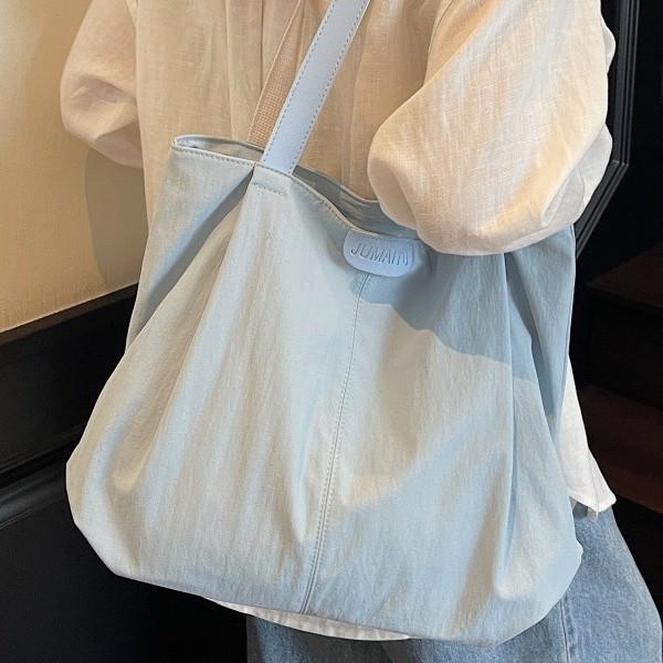 Summer Lightweight Nylon Tote Bag - Large Capacity Casual Canvas Shoulder Bag for Students & Commuting - Thumbnail 3