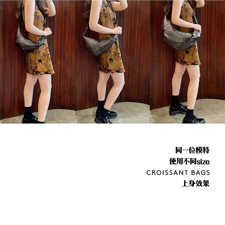 Premium Genuine Leather Croissant Bag Women's Shoulder Bag Elegant Commuter Dumpling Bag - Thumbnail 4
