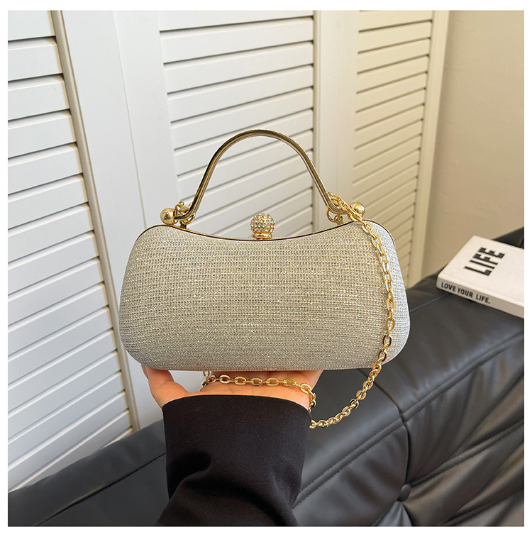 2025 Trendy Women's Evening Bag Simple Lock Small Shoulder Bag Chain Crossbody Bag - Thumbnail 7