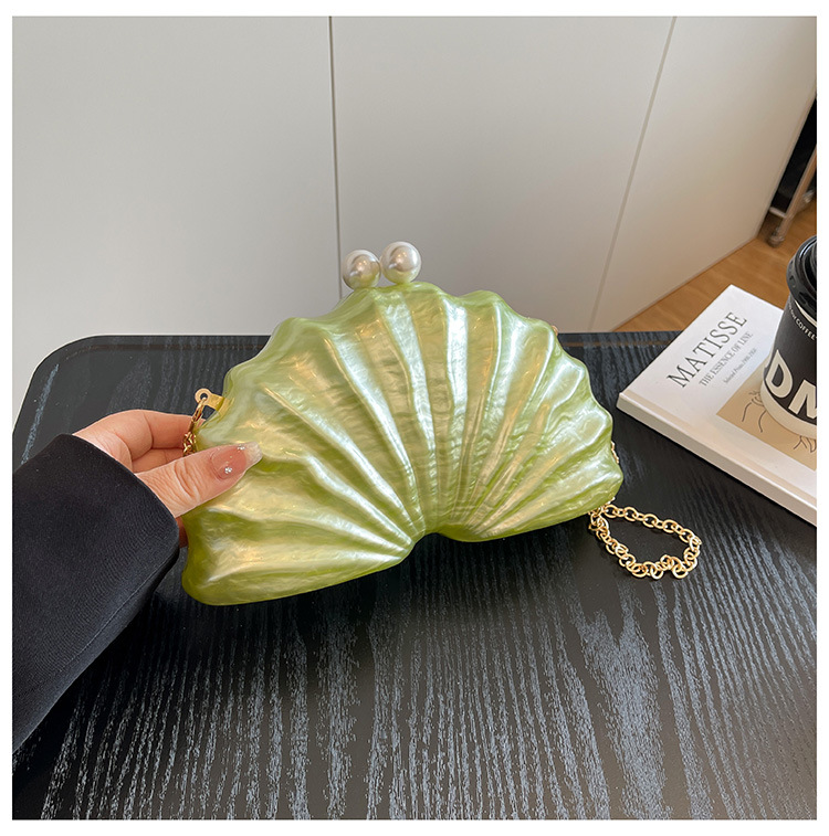 2025 New Arrival Shell-Shaped Acrylic Evening Bag, Fashionable Wedding & Banquet Handbag for Women - Thumbnail 4