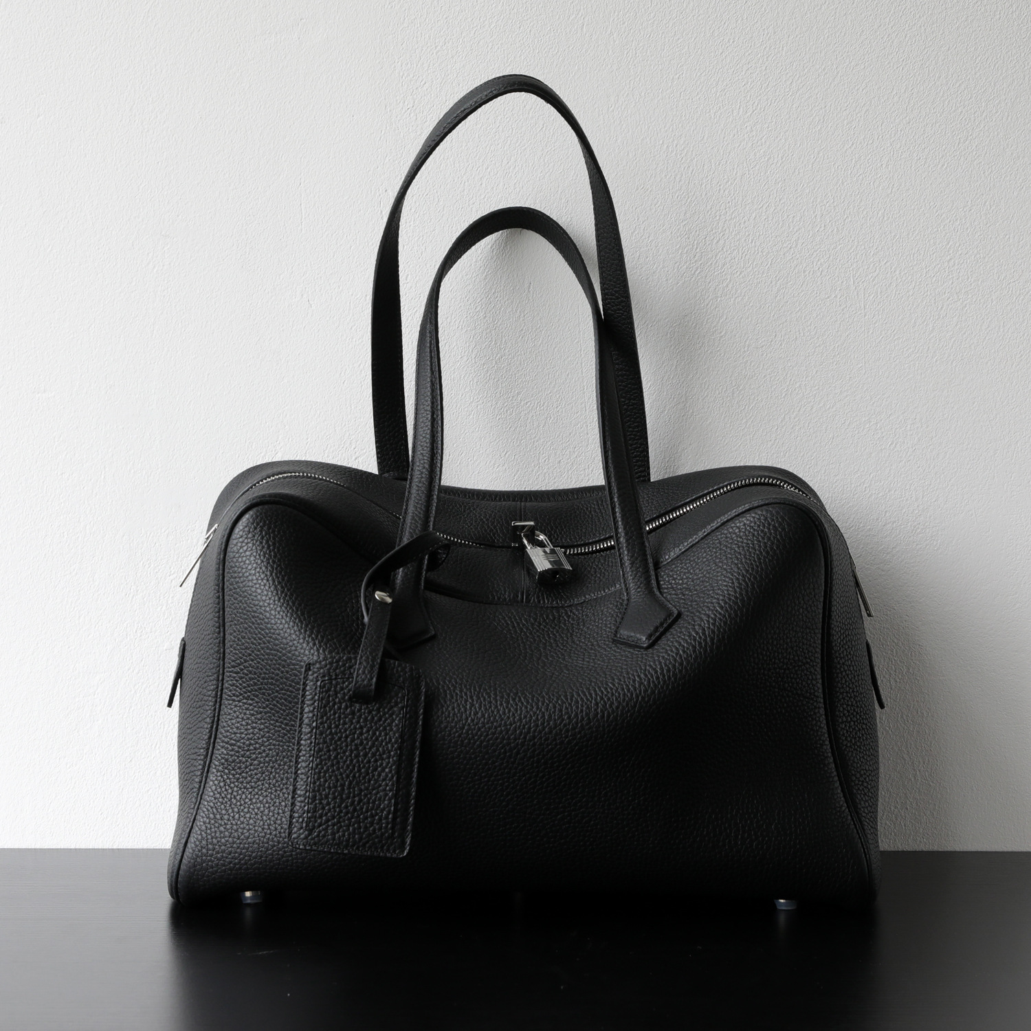 Luxury First Layer Cowhide Boston Bag Minimalist Bowling Shoulder Bag - Thumbnail 6