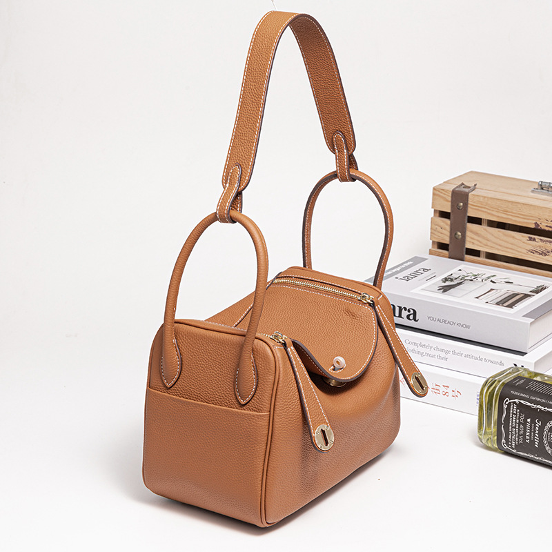 New Cross-Border Top Layer Cowhide Lindy Bag - Large Capacity Fashionable Doctor Bag, Versatile Shoulder Bag - Thumbnail 10
