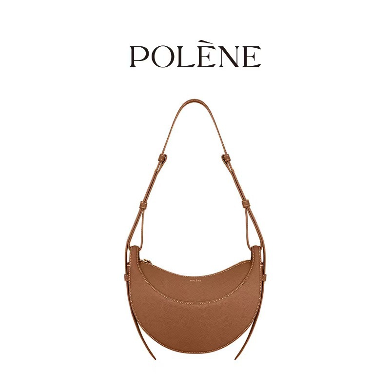 Polene Shoulder & Crossbody Bag - Crescent Leather Saddle Bag Fashionable Versatile Handbag - Thumbnail 14