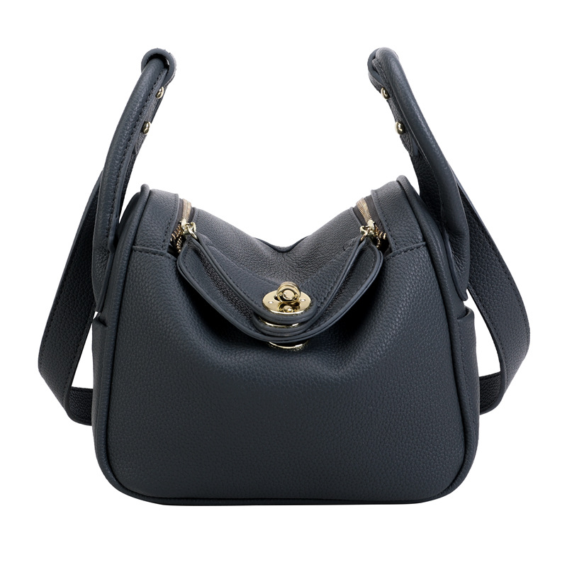 Large Capacity Pebbled Soft Leather Lindy Bag, Commuter Doctor Bag, Crossbody Shoulder Bag - Thumbnail 7