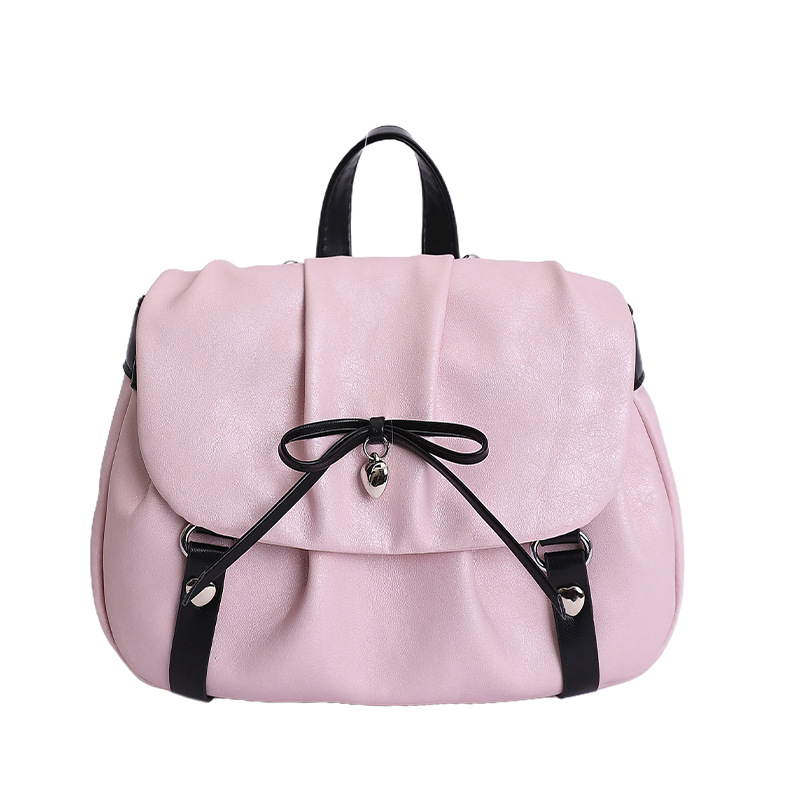 Pink Cloud Bag - Cute Sweet & Cool Bow Pleated Underarm Bag for Students - Thumbnail 6