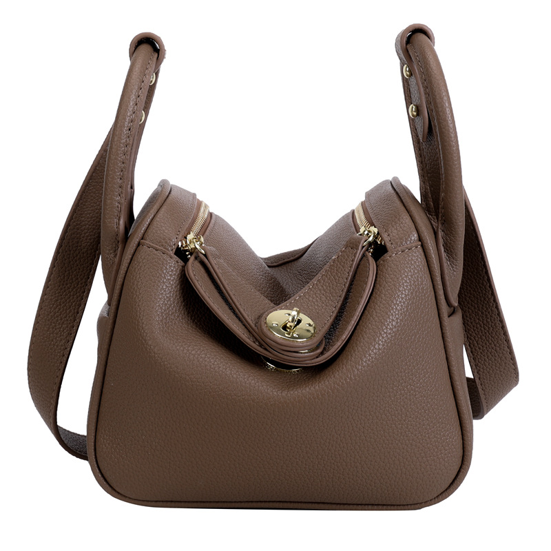Large Capacity Pebbled Soft Leather Lindy Bag, Commuter Doctor Bag, Crossbody Shoulder Bag - Thumbnail 5