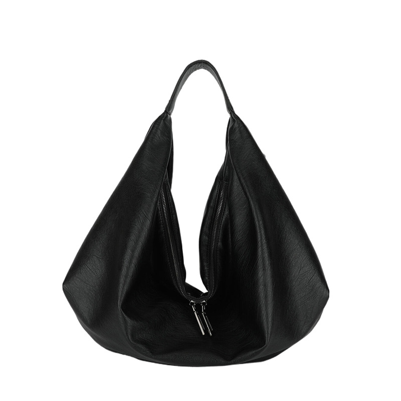 Retro Style Hobo Bag High-End Soft Leather Underarm Bag Large Capacity Women's Commuter Shoulder Bag - Thumbnail 6