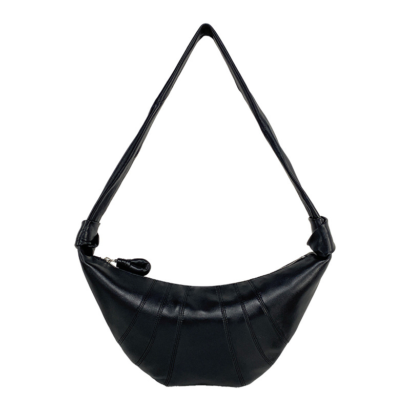 Premium Genuine Leather Croissant Bag Women's Shoulder Bag Elegant Commuter Dumpling Bag - Thumbnail 14