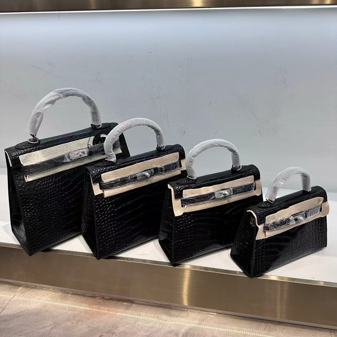 Crocodile Pattern Mini Kelly Bag - Genuine Leather Fashion Crossbody & Shoulder Bag - Thumbnail 4