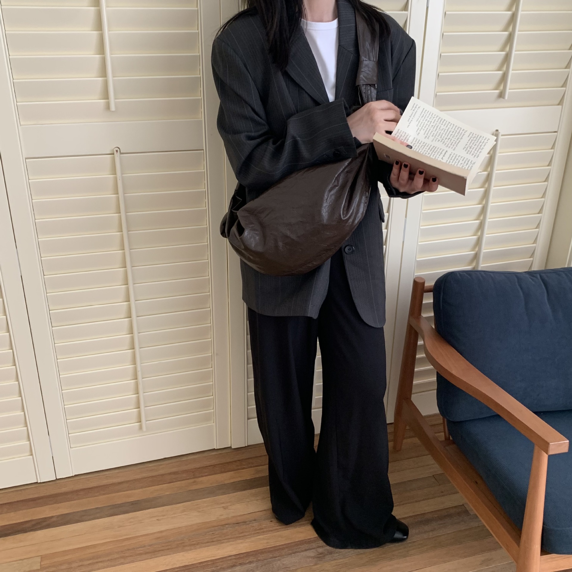 韩版新款单肩斜挎饺子包pu软皮通勤女包大容量高级感简约小众包包 - Thumbnail 3