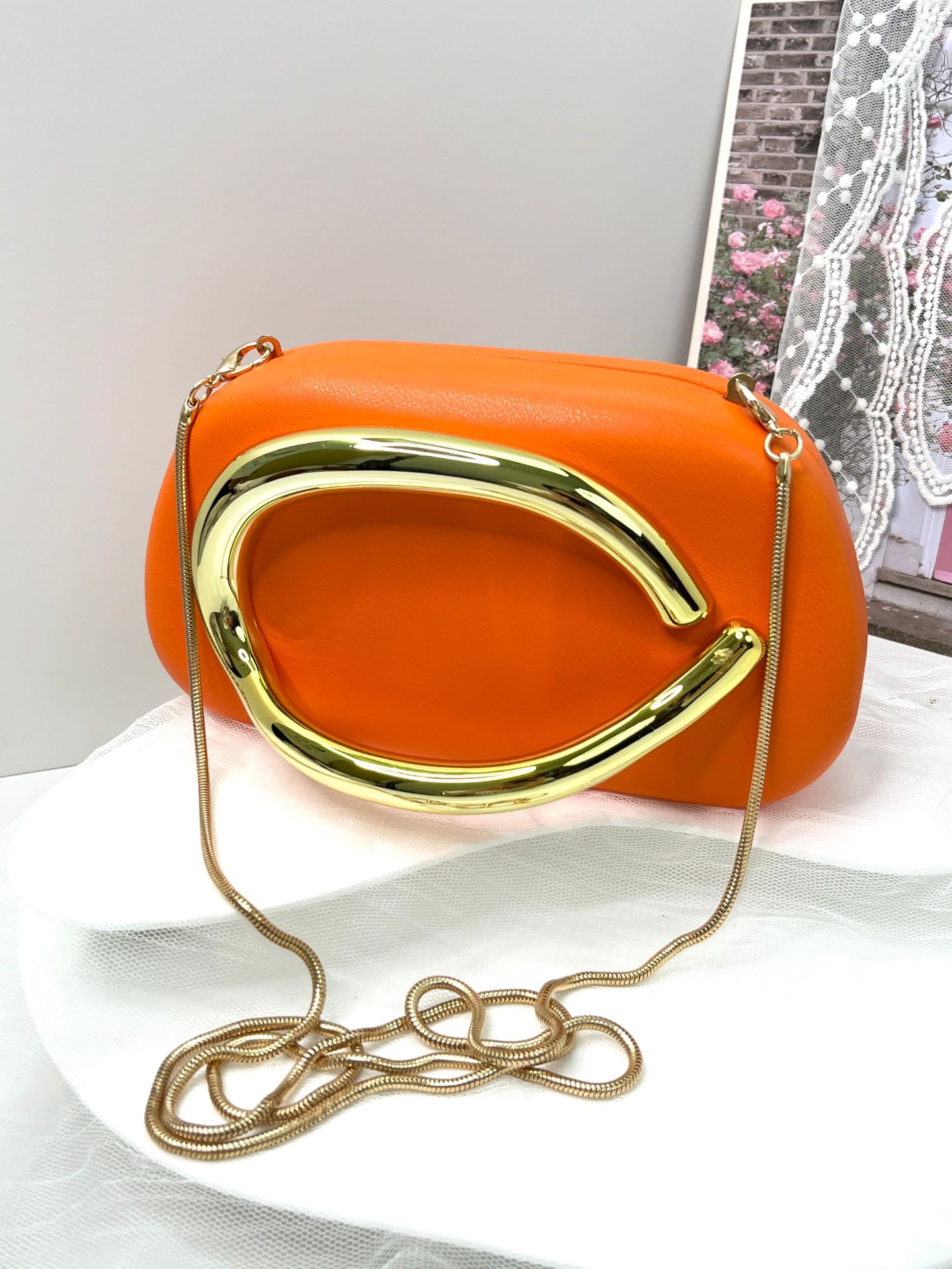 New Evening Bag with Acrylic Handle - Women's Crossbody & Shoulder Handbag - Thumbnail 16