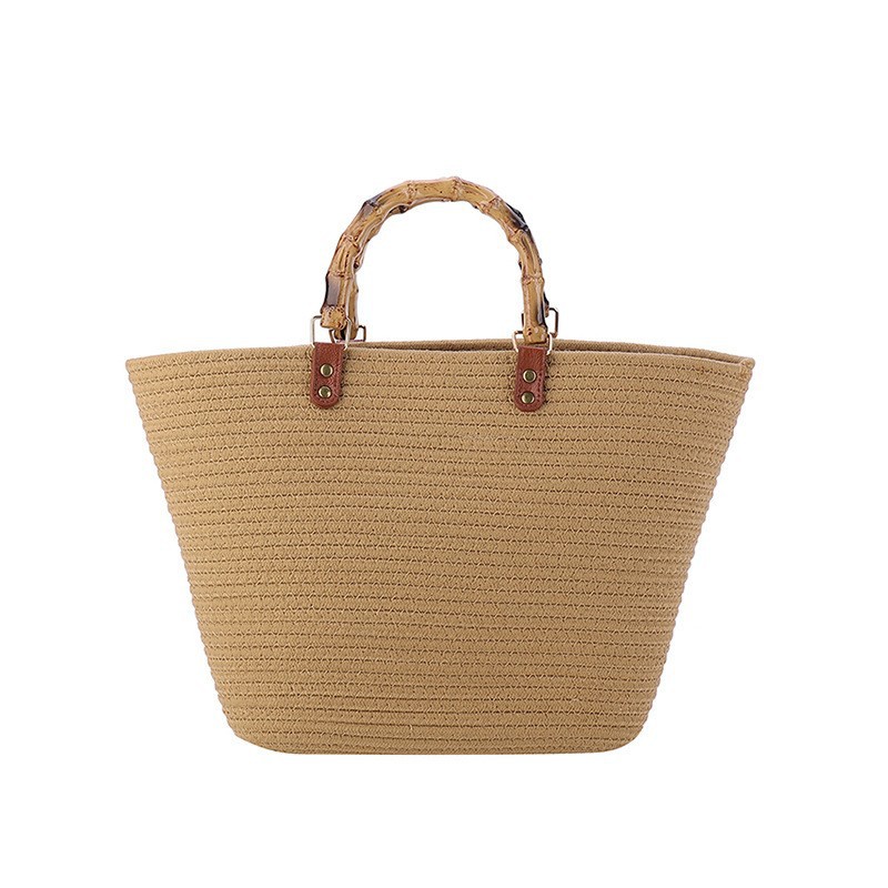 Spring Woven Canvas Tote Bag - Large Capacity Versatile Shoulder Bag & Straw Handbag for Women - Thumbnail 12