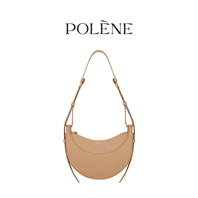 Polene Shoulder & Crossbody Bag - Crescent Leather Saddle Bag Fashionable Versatile Handbag - Thumbnail 6