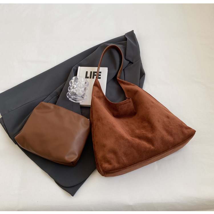 Vintage Matte Suede Women's Shoulder Bag Large Capacity Autumn/Winter Versatile Commuter Hobo Bag - Thumbnail 13