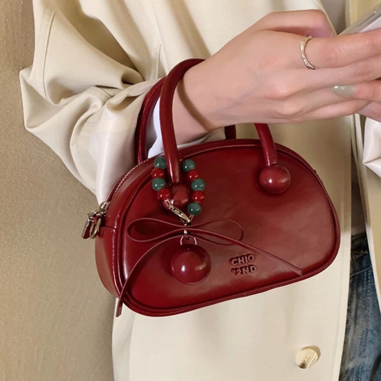 Nanfeng Chio2nd Sweet Date Genuine Leather Pillow Bag - Exquisite Small Handbag, Shoulder & Crossbody Bag for Weddings - Thumbnail 2