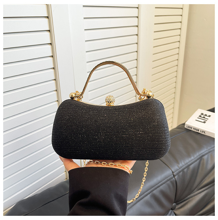 2025 Trendy Women's Evening Bag Simple Lock Small Shoulder Bag Chain Crossbody Bag - Thumbnail 6