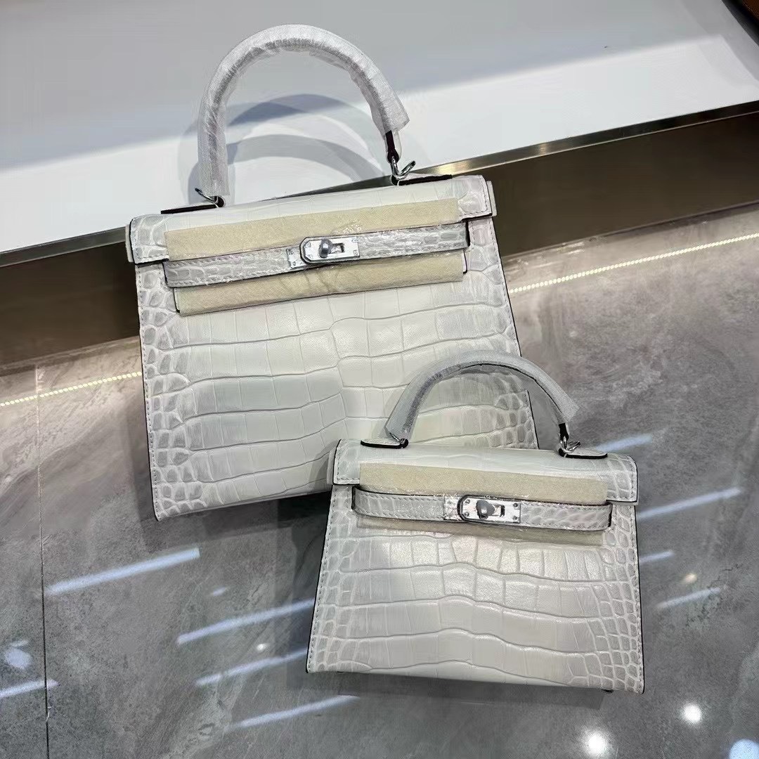 Crocodile Pattern Mini Kelly Bag - Genuine Leather Fashion Crossbody & Shoulder Bag - Thumbnail 6