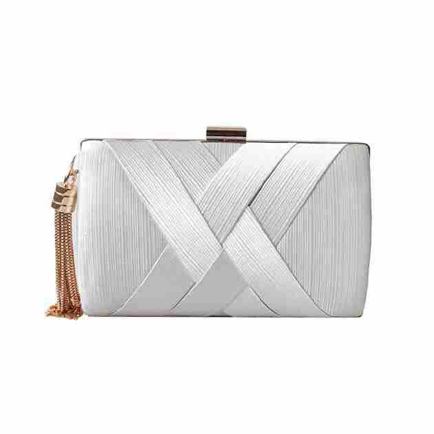 Elegant Silk Satin Fringed Evening Clutch with Chain Strap - Perfect for Banquets & Qipao - Thumbnail 13