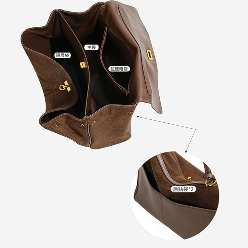 2026 New Matte Genuine Leather Crossbody Bag - Large Capacity Vintage Underarm Tote for Commuting - Thumbnail 4