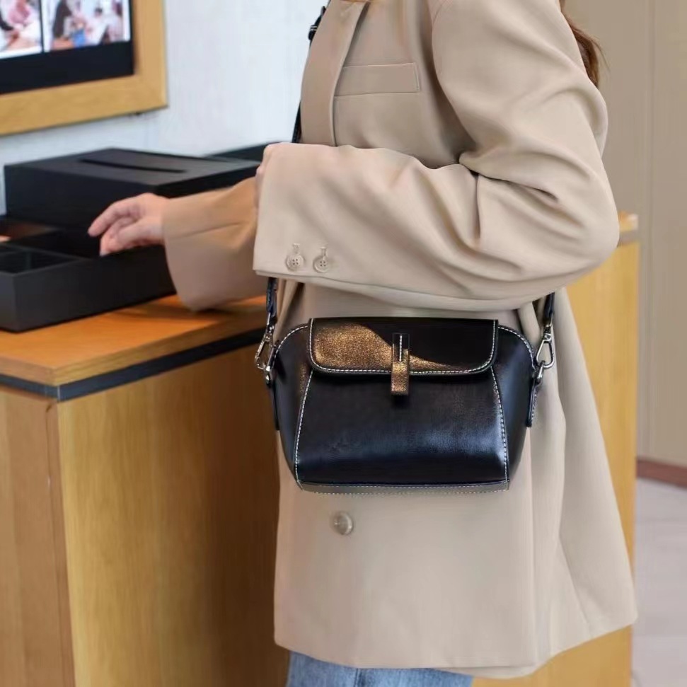 Premium Genuine Leather Vintage Small Bag - Trendy Ins Style Cowhide Shoulder & Crossbody Bag - Thumbnail 8