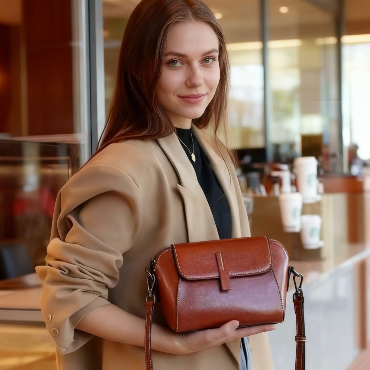 Premium Genuine Leather Vintage Small Bag - Trendy Ins Style Cowhide Shoulder & Crossbody Bag - Thumbnail 3