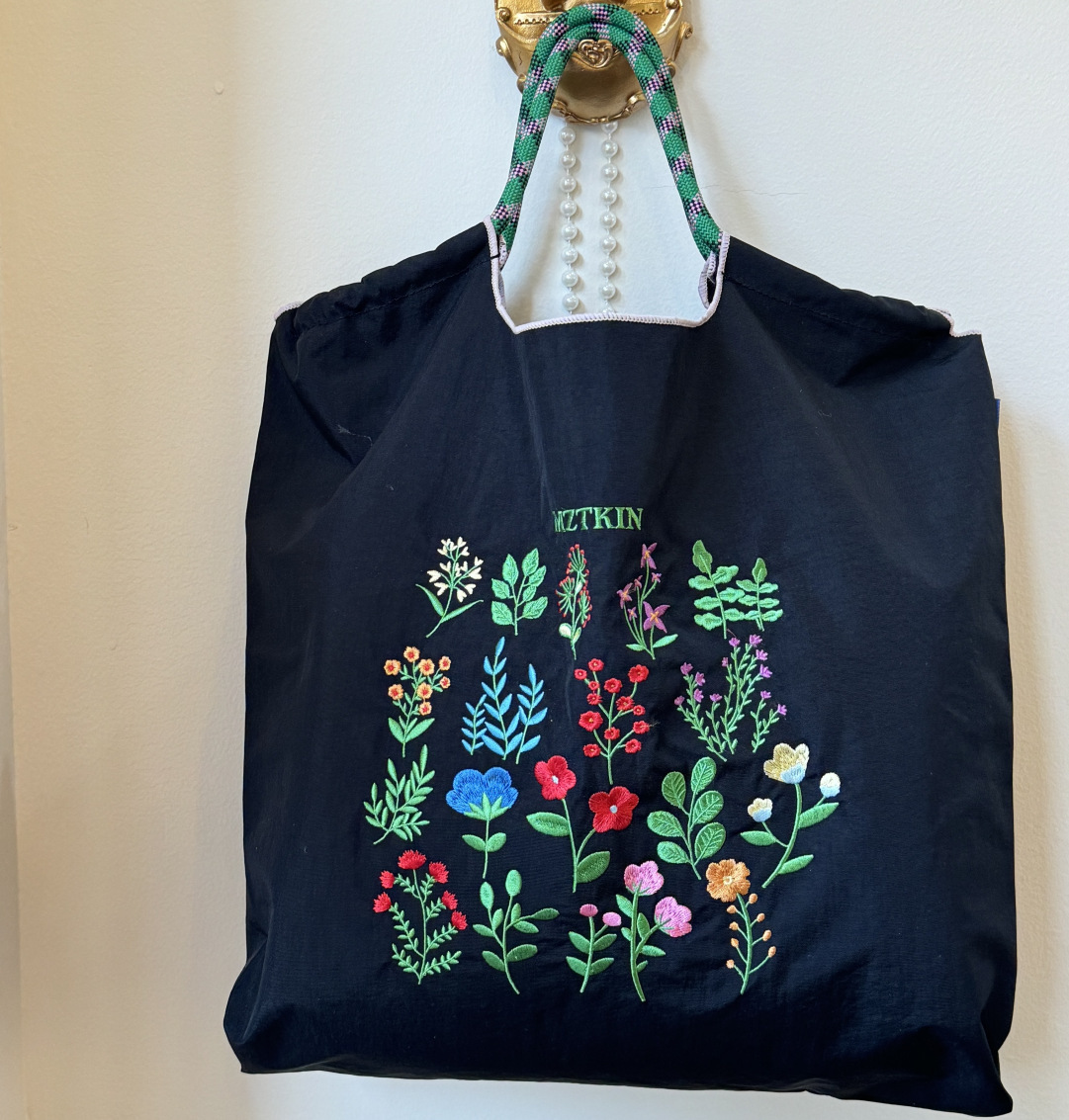 Embroidered Nylon Tote Bag - Large Capacity Canvas Crossbody Bag for Commuting - Thumbnail 20