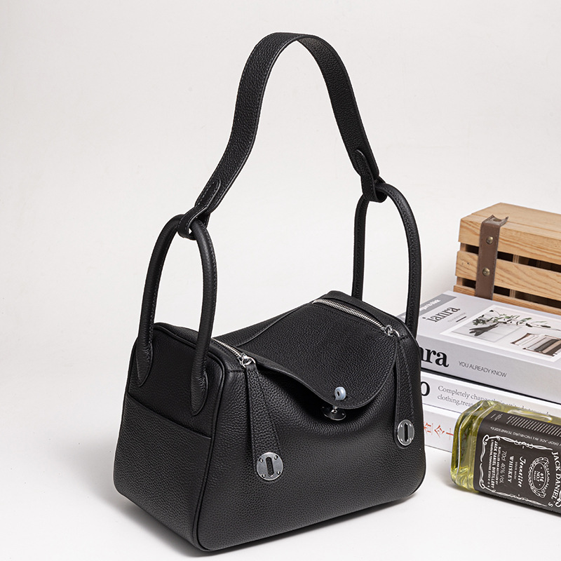 Large Top Grain Leather Lindy Bag - Fashionable Pillow Bag, Commuter Shoulder & Handbag for Women - Thumbnail 11