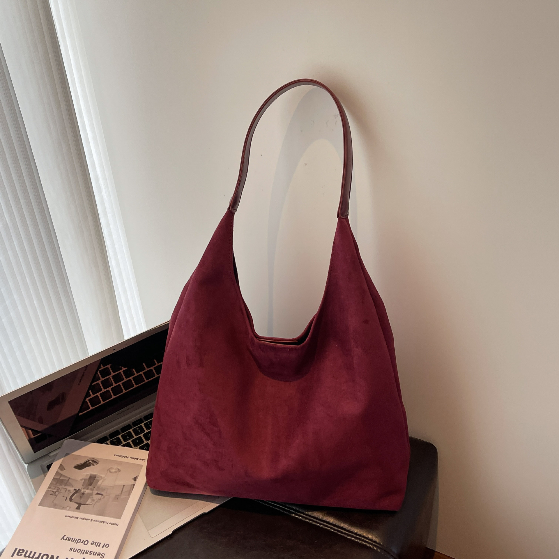 Vintage Matte Suede Women's Shoulder Bag Large Capacity Autumn/Winter Versatile Commuter Hobo Bag - Thumbnail 14