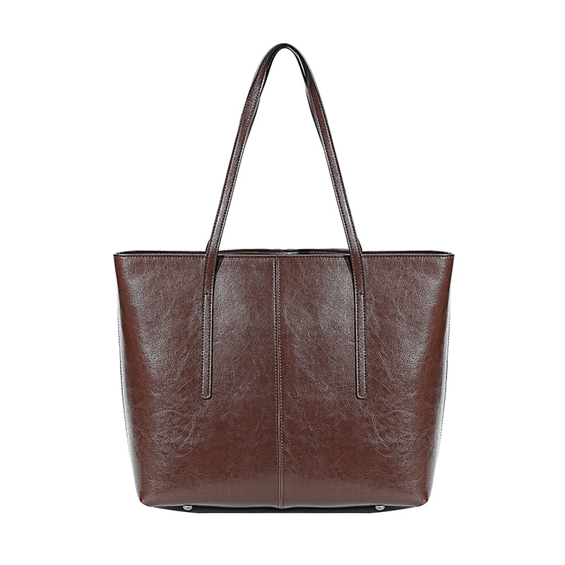 2025 Fashion Women's Genuine Leather Tote Bag - Large Capacity Commuter Shoulder Bag - Thumbnail 9