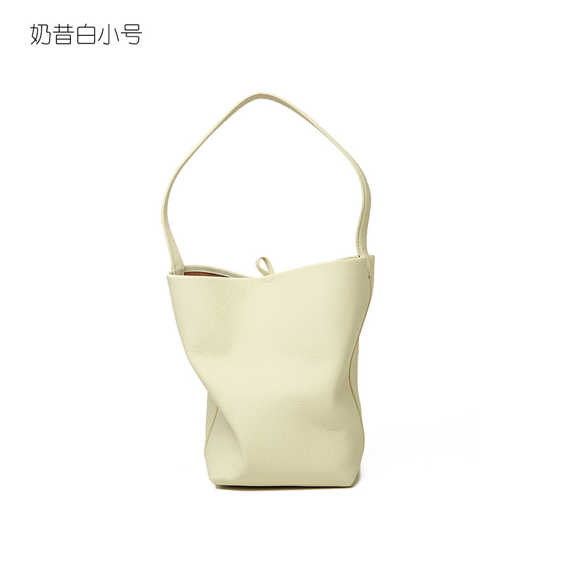 2026 New Genuine Leather Women's Tote Bag Large Capacity Top Grain Cowhide Commuter Bucket Bag - Thumbnail 10