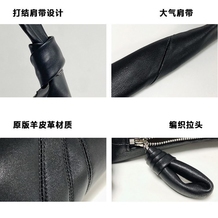 Premium Genuine Leather Croissant Bag Women's Shoulder Bag Elegant Commuter Dumpling Bag - Thumbnail 3