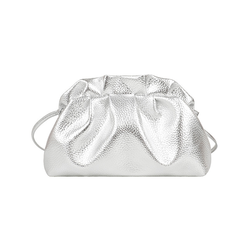 2024 Spring/Summer Fashion Underarm Cloud Bag - Soft Leather Pleated Dumpling Crossbody Mini Bag for Women - Thumbnail 5