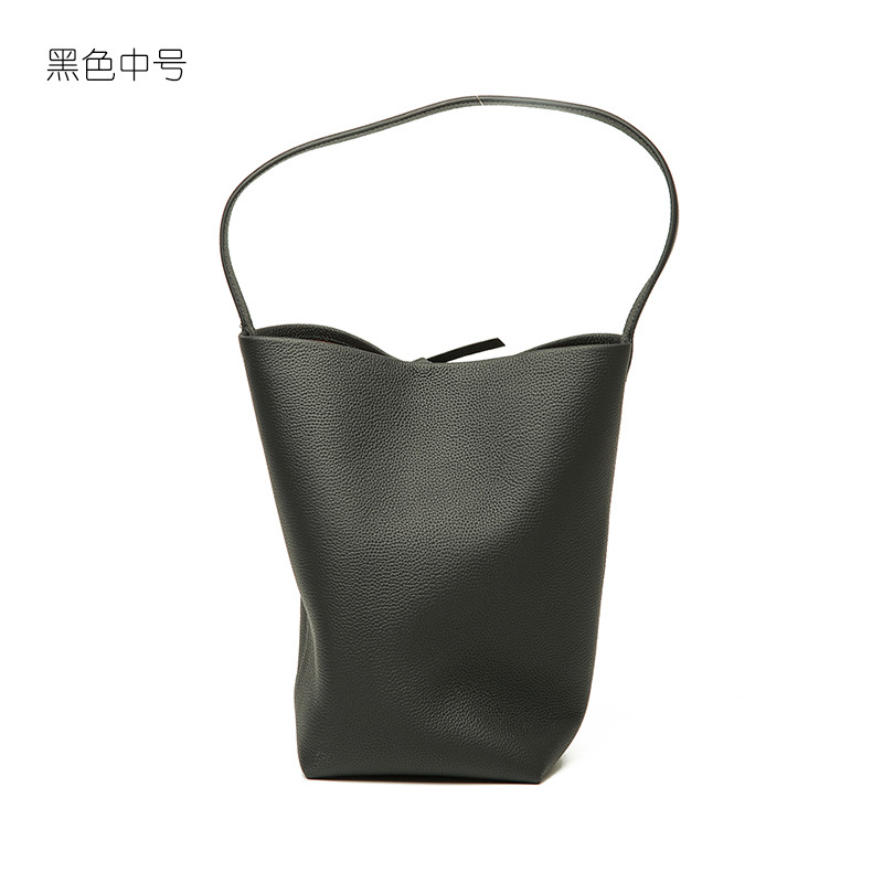 2026 New Genuine Leather Women's Tote Bag Large Capacity Top Grain Cowhide Commuter Bucket Bag - Thumbnail 11