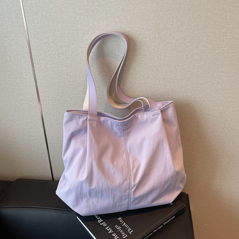 Summer Lightweight Nylon Tote Bag - Large Capacity Casual Canvas Shoulder Bag for Students & Commuting - Thumbnail 6