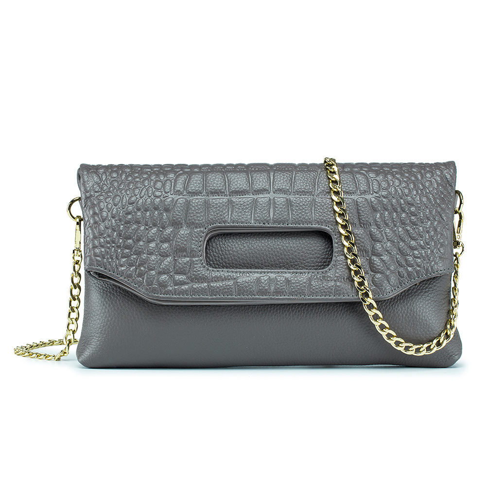 New Luxury Foldable Envelope Clutch - Premium Cowhide Crocodile Texture Evening Bag - Thumbnail 7