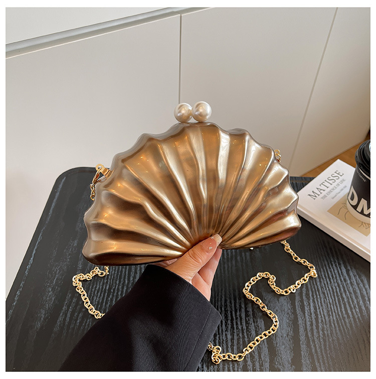 2025 New Arrival Shell-Shaped Acrylic Evening Bag, Fashionable Wedding & Banquet Handbag for Women - Thumbnail 2