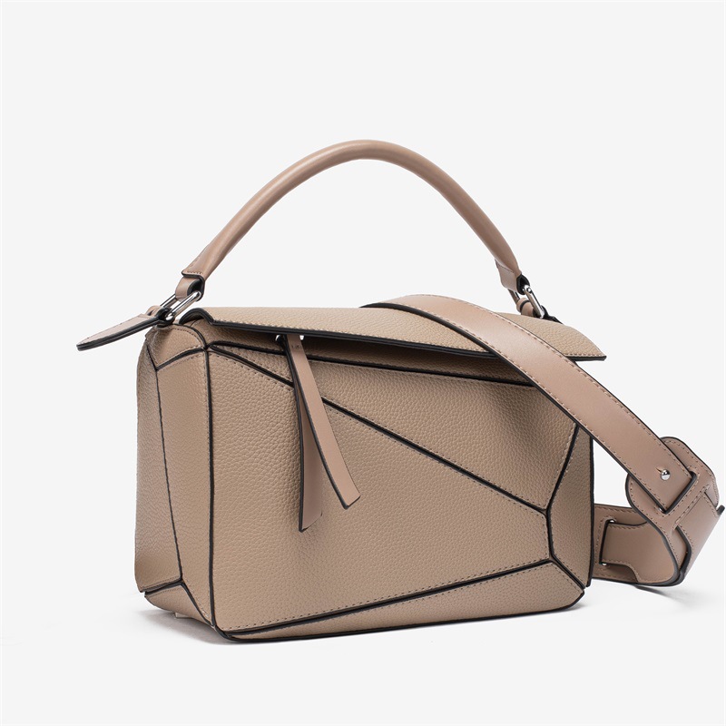 Minimalist PU Geometric Handbag - Versatile Large Capacity Crossbody Doctor Bag - Thumbnail 3