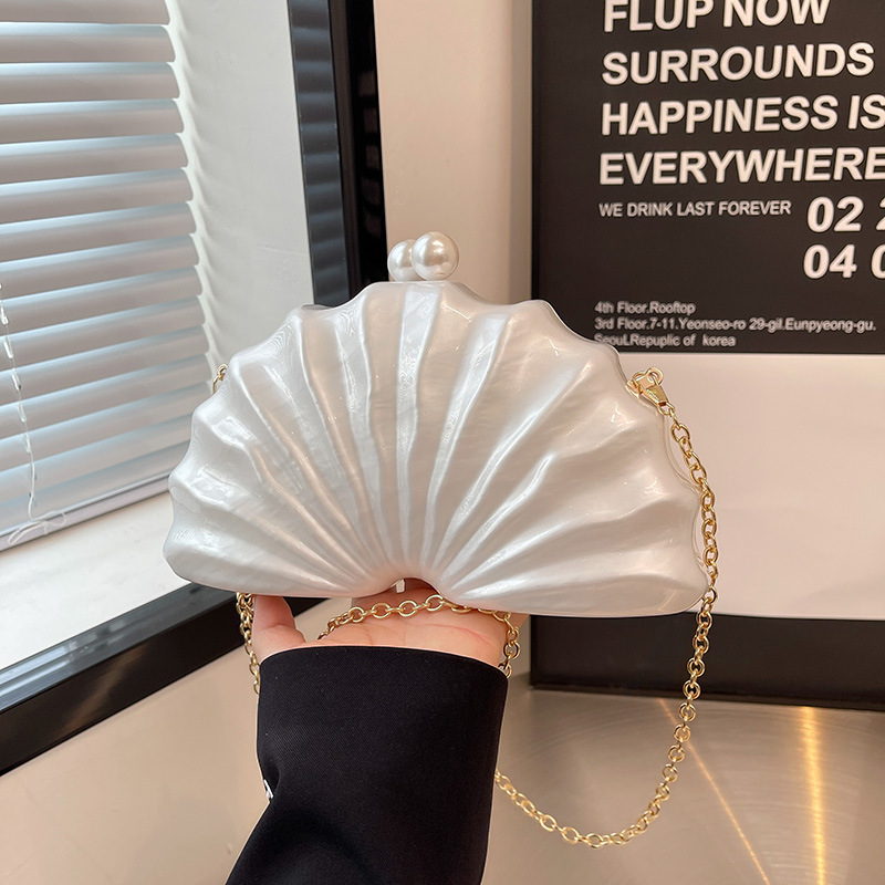 2025 New Arrival Shell-Shaped Acrylic Evening Bag, Fashionable Wedding & Banquet Handbag for Women - Thumbnail 8