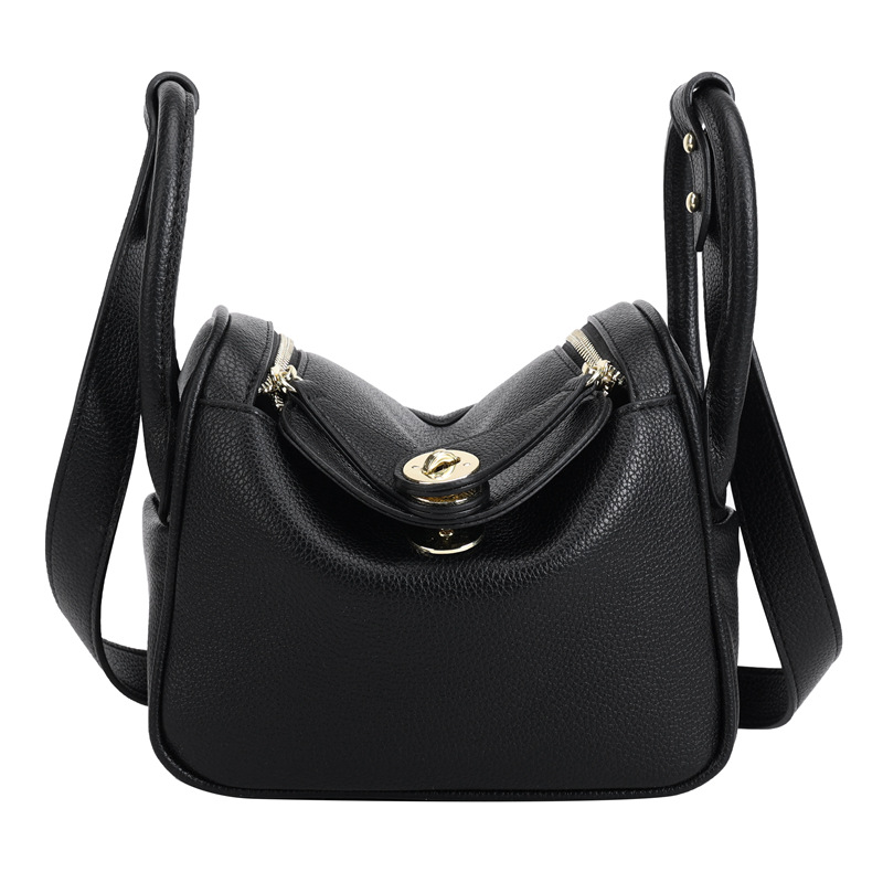 Large Capacity Pebbled Soft Leather Lindy Bag, Commuter Doctor Bag, Crossbody Shoulder Bag - Thumbnail 6