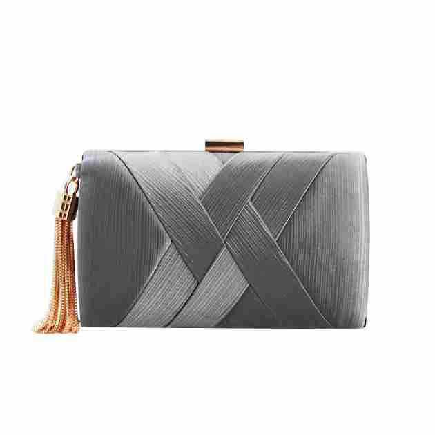 Elegant Silk Satin Fringed Evening Clutch with Chain Strap - Perfect for Banquets & Qipao - Thumbnail 6