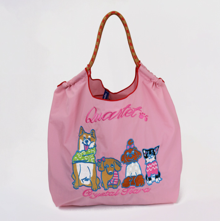 Embroidered Nylon Tote Bag - Large Capacity Canvas Crossbody Bag for Commuting - Thumbnail 53