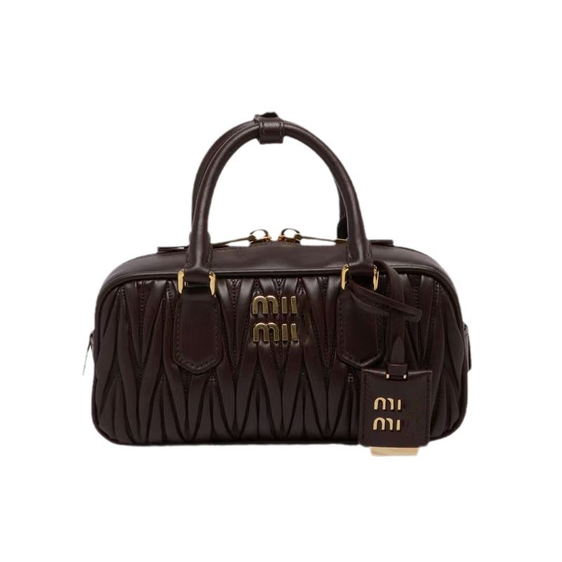 Vintage Niche Lambskin Bowling Bag Boston Style Fashionable Leather Shoulder Handbag - Thumbnail 5