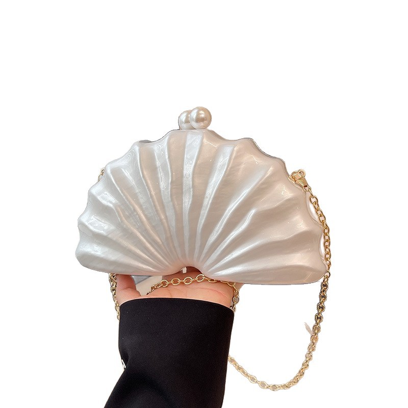 2025 New Arrival Shell-Shaped Acrylic Evening Bag, Fashionable Wedding & Banquet Handbag for Women - Thumbnail 5