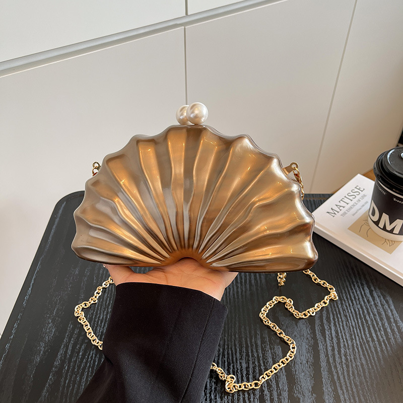 2025 New Arrival Shell-Shaped Acrylic Evening Bag, Fashionable Wedding & Banquet Handbag for Women - Thumbnail 7