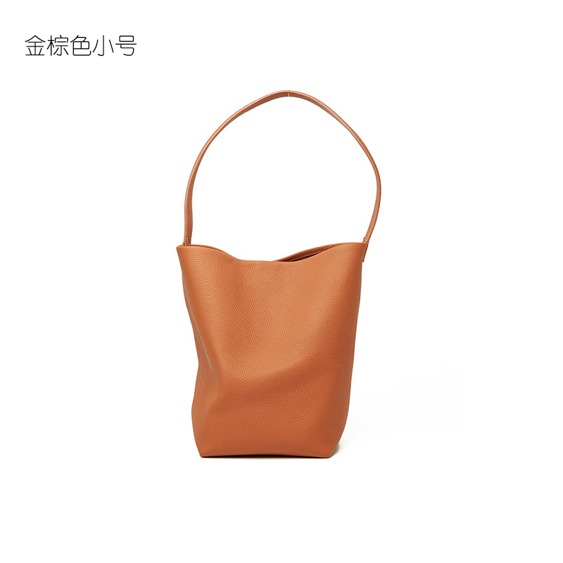 2026 New Genuine Leather Women's Tote Bag Large Capacity Top Grain Cowhide Commuter Bucket Bag - Thumbnail 9