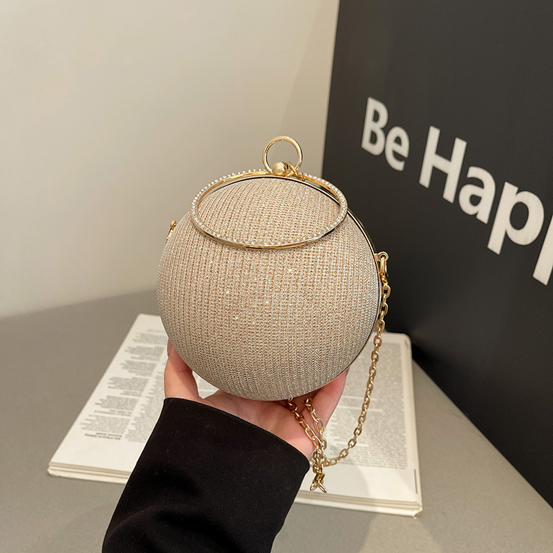 Luxury European Style Chain Handbag Round Sphere Bag for Evening & Parties - Thumbnail 3