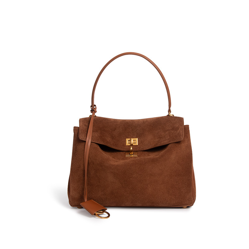 2026 New Matte Genuine Leather Crossbody Bag - Large Capacity Vintage Underarm Tote for Commuting - Thumbnail 11